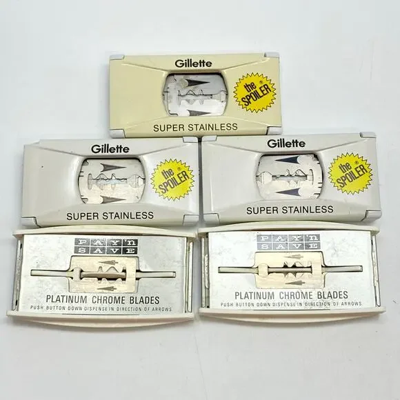 Vintage MERKUR Germany Chrome Double Edge Twist Handle Razor + Gillette Blades